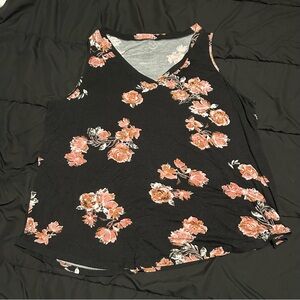 Black Floral Tank Top